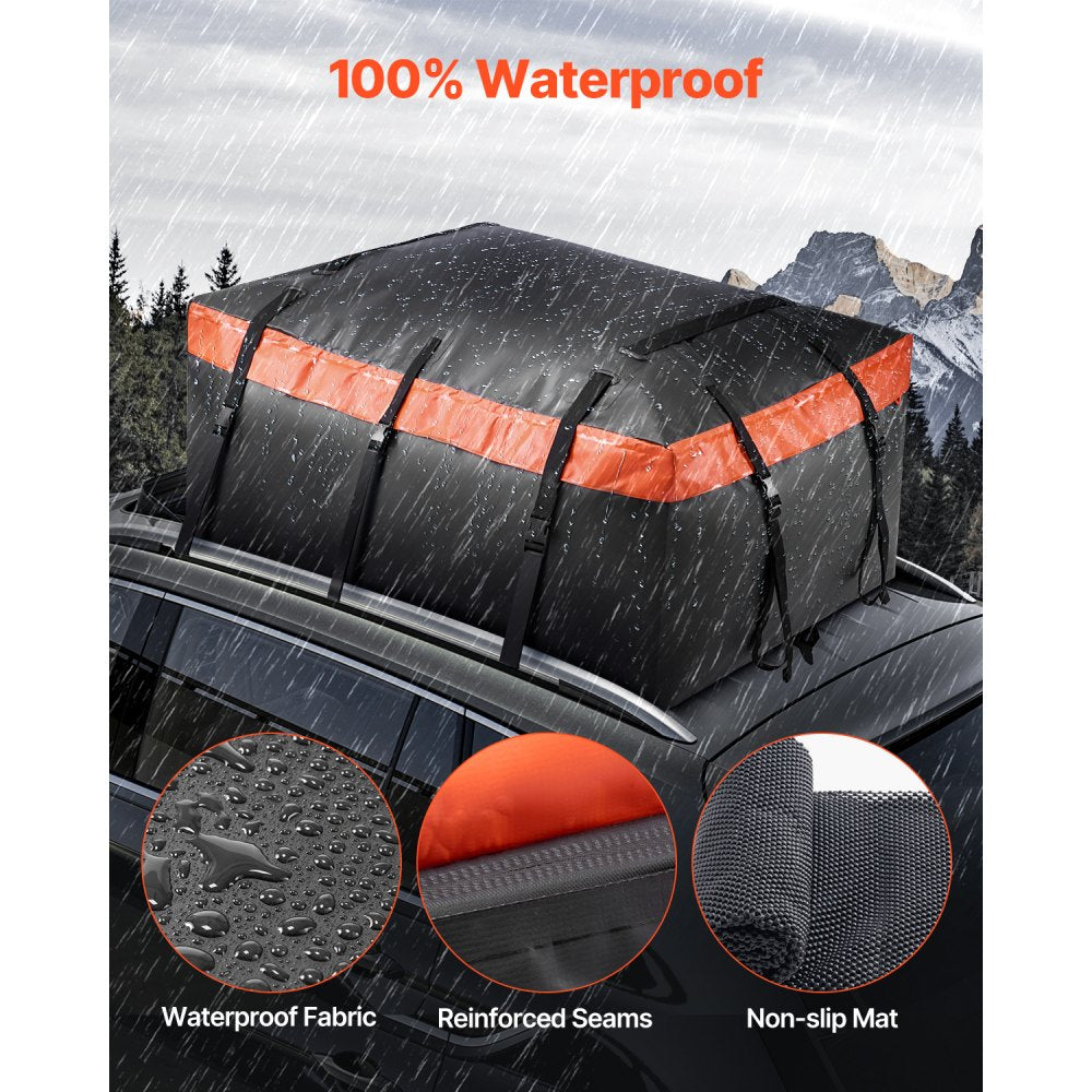 VEVOR Car Rooftop Cargo Carrier Bag, 20 Cubic Feet Roof Cargo Carrier, Heavy Duty 840D PVC 100% Waterproof Car Roof Luggage Bag for All Vehicle with/without Rack- with Lock, Anti-Slip Mat, 6 Door Hook