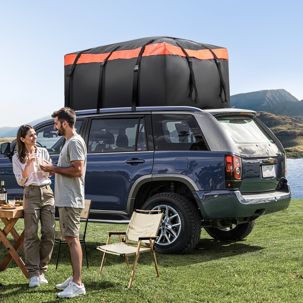 VEVOR Car Rooftop Cargo Carrier Bag, 23 Cubic Feet Roof Cargo Carrier, Heavy Duty 840D PVC 100% Waterproof Car Roof Luggage Bag for All Vehicle with/without Rack- with Lock, Anti-Slip Mat, 6 Door Hook