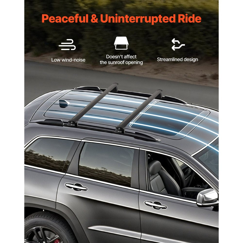 VEVOR Roof Rack Cross Bars, Fits Jeep Grand Cherokee 2011-2021 (With Grooved Side Rails), 200 LBS Capacity, Lockable Heavy Duty Aluminum Crossbar Racks Roof Rail Rooftop Luggage Canoe