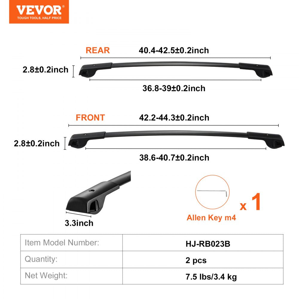 VEVOR Roof Rack Cross Bars, Fit for 2014-2021 Subaru Forester with Raised Side Rails, 200 lbs Load Capacity, Aluminum Crossbars with Locks, for Rooftop Cargo Carrier Bag Luggage Kayak Bike