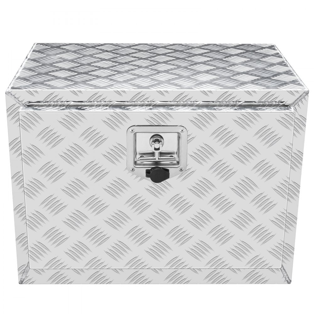 VEVOR Underbody Truck Box, 24"×14"×16" Pickup Storage Box, Heavy Duty Aluminum Diamond Plate Tool Box with Lock and Keys, Waterproof Trailer Storage Box with T-Handle Latch for Truck, Van, Trailer