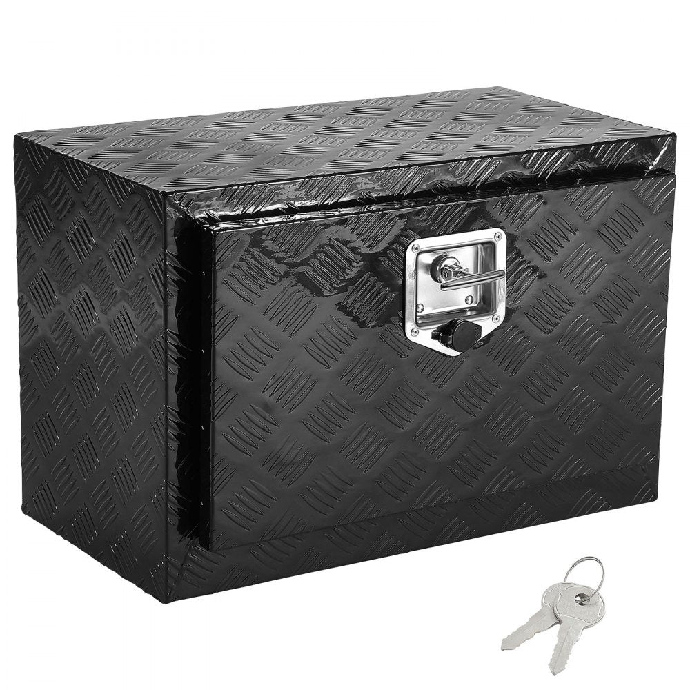 VEVOR Underbody Truck Box, 24" x 12" x 14" Pickup Storage Box, Heavy Duty Aluminum Diamond Plate Tool Box with Lock and Keys, Waterproof Trailer Storage Box with T-Handle Latch for Truck, Van, Trailer