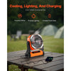 VEVOR 8 inch Rechargeable Camping Fan, Battery Operated with Light & Charging, 4 Speed Portable Outdoor Desktop Fan, 270-degree Manual Tilt for Tent, RV, Car, Travel, Jobsite & Hurricane Power Outages