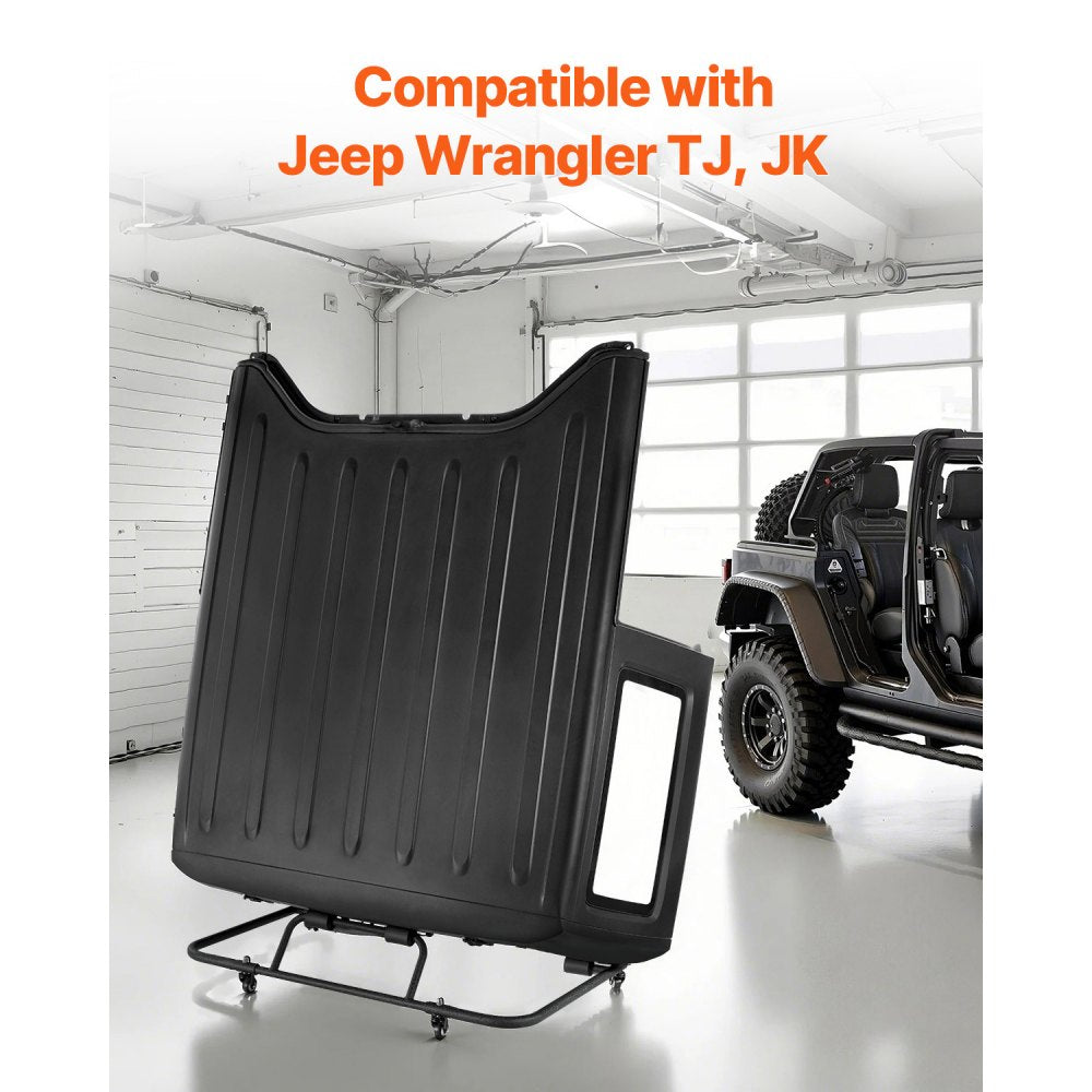 VEVOR Hardtop Storage Cart, Moveable Sturdy Hard Top Cart, with 3-Adjustable Holes & Thickened Soft Padding, Hardtop Storage Rack with Powder Coating, Fit for Jeep Wrangler TJ, JK