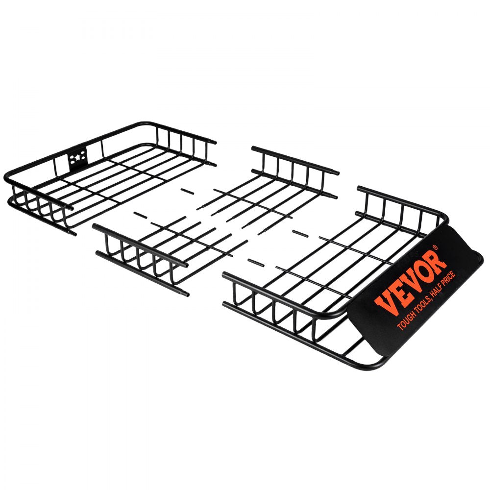 VEVOR Roof Rack Cargo Basket, 64" x 39" x 6" Rooftop Cargo Carrier with Extension, Heavy-duty Steel 200 LBS Capacity Universal Roof Rack Basket, Luggage Holder for SUV, Truck