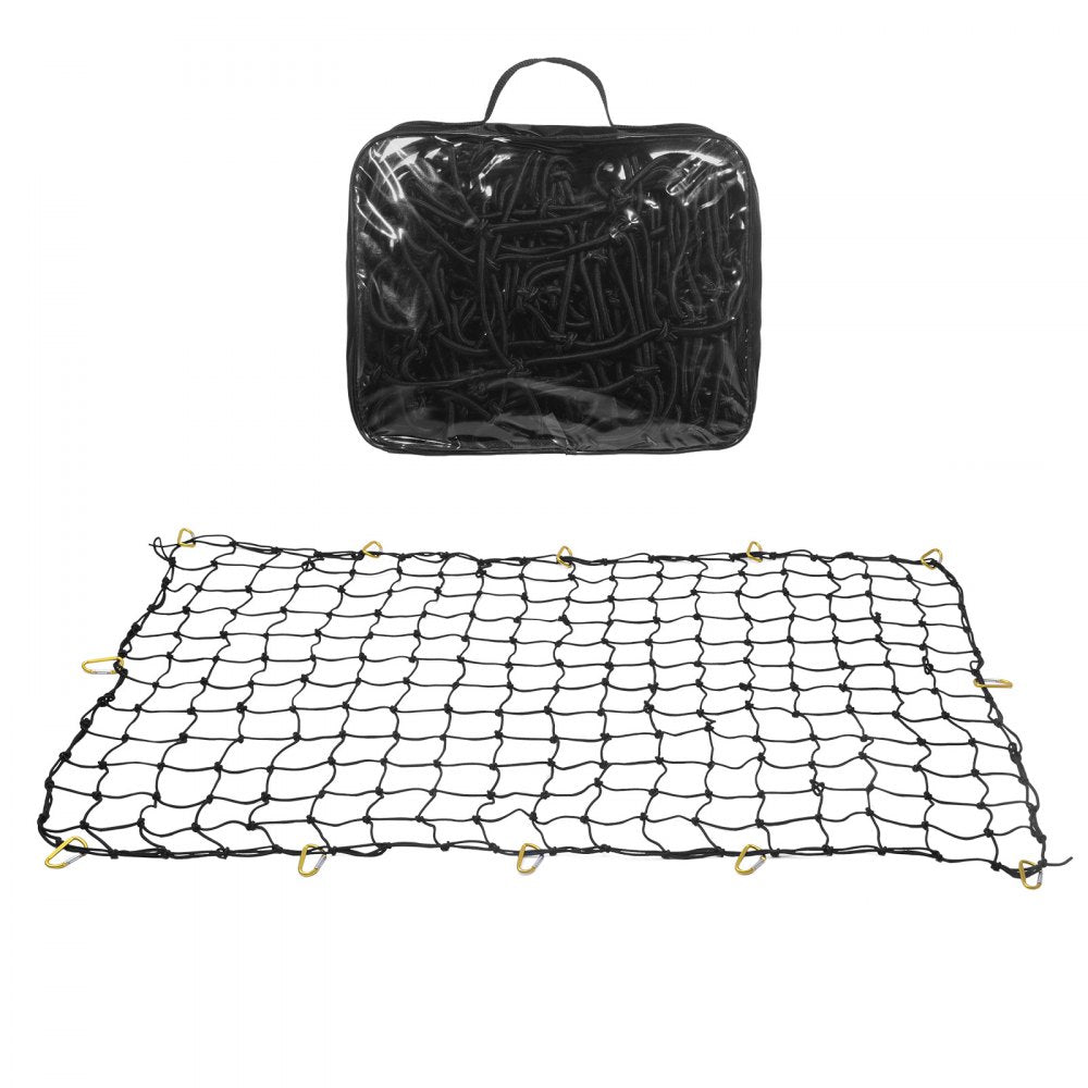 VEVOR Cargo Net, 72 in x 48 in, Heavy Duty Bungee Cargo Netting with 12 Carabiners, 4' x 6' Stretches to 7.2' x 10.8', Wear-resistant & Weather-proof, Suitable for Pickup, Truck, Jeep, SUV, Trailer