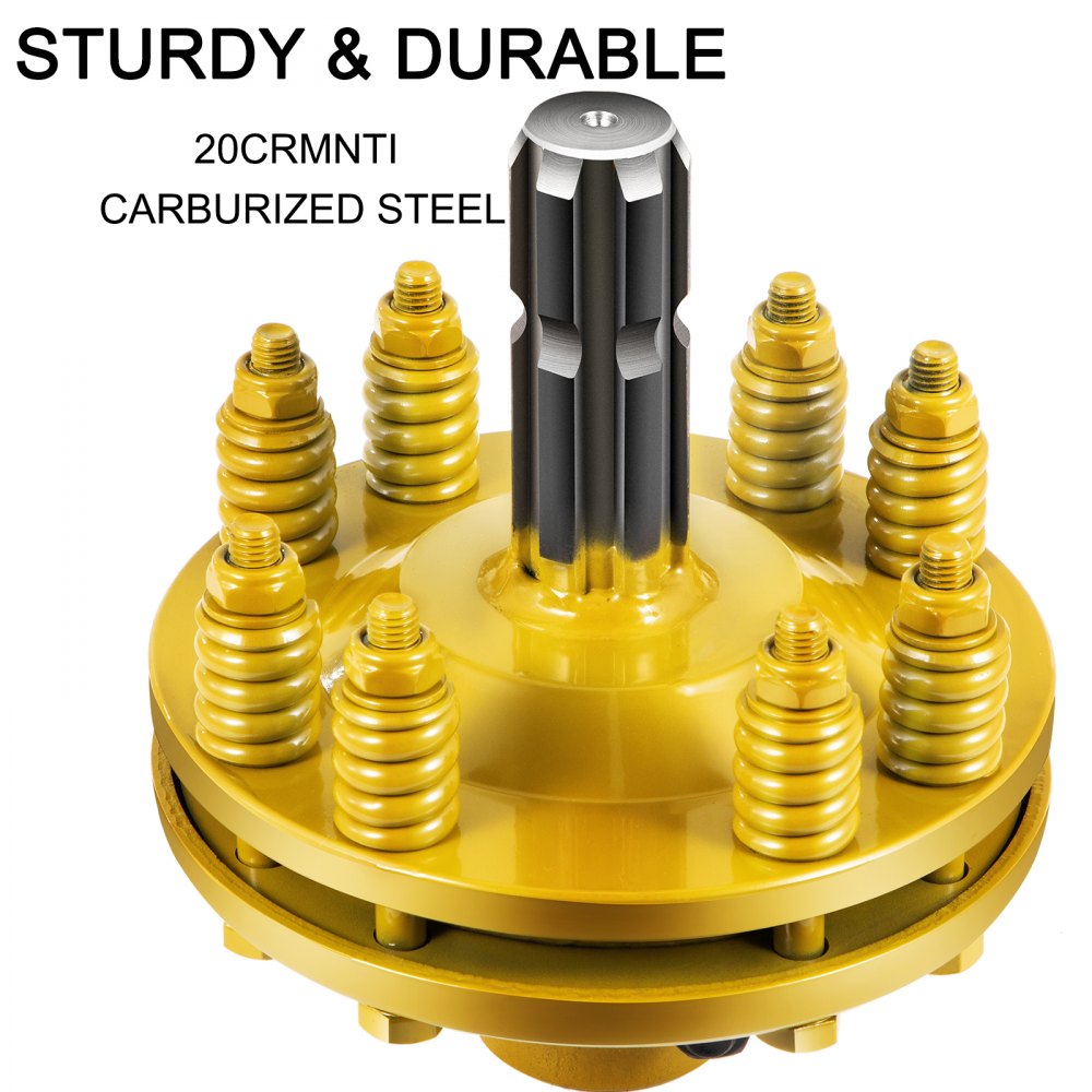 VEVOR Slip Clutch, 1 3/8” PTO Slip Clutch, 6 Spline Ends PTO Friction Clutch, Carburized Steel Tractor Slip Clutch, Adjustable Rotary Cutter Slip Clutch, Yellow PTO Slip Clutch Spline for PTO Shaft