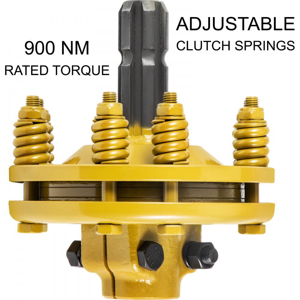 VEVOR Slip Clutch, 1 3/8” PTO Slip Clutch, 6 Spline Ends PTO Friction Clutch, Carburized Steel Tractor Slip Clutch, Adjustable Rotary Cutter Slip Clutch, Yellow PTO Slip Clutch Spline for PTO Shaft