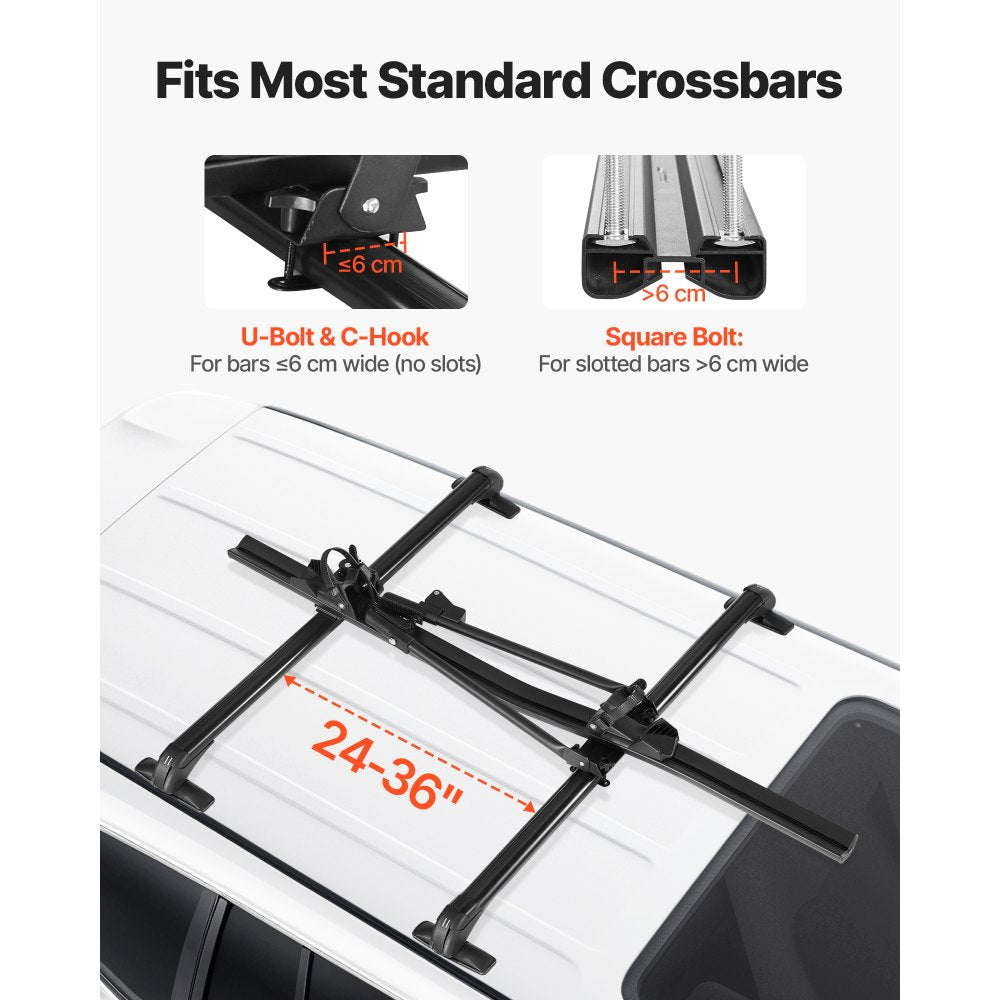 VEVOR Roof Bike Rack, 33 lbs Capacity, Upright Roof Mount Bicycle Rack with Secure Locking System for Most Standard Crossbars, Aluminum Upright Rooftop Bike Rack 1 Bike Carrier for Car SUV, Black