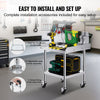 VEVOR Stainless Steel Work Table, 24 x 24 x 30 Inch Commercial Food Prep Worktable with 4 Wheels, Casters, 3-Sided Backsplash Heavy Duty Prep Worktable, Metal Work Table for Restaurant Home Hotel