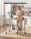 VEVOR Stainless Steel Work Table, 24x48 inch Food Prep Table with Wheels, Commercial Kitchen Workstation with Adjustable Undershelf, Metal Heavy Duty Utility Worktable, for Restaurant Home Outdoor