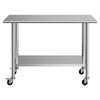 VEVOR Stainless Steel Work Table, 24x48 inch Food Prep Table with Wheels, Commercial Kitchen Workstation with Adjustable Undershelf, Metal Utility Worktable, for Restaurant Home Outdoor