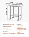 VEVOR Stainless Steel Work Table, 24x30 inch Food Prep Table with Wheels and Backsplash, Commercial Kitchen Workstation with Adjustable Undershelf, Metal Utility Worktable, for Restaurant Home Outdoor