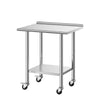 VEVOR Stainless Steel Work Table, 24x30 inch Food Prep Table with Wheels and Backsplash, Commercial Kitchen Workstation with Adjustable Undershelf, Metal Utility Worktable, for Restaurant Home Outdoor