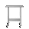 VEVOR Stainless Steel Work Table, 24x30 inch Food Prep Table with Wheels and Backsplash, Commercial Kitchen Workstation with Adjustable Undershelf, Metal Utility Worktable, for Restaurant Home Outdoor