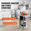 VEVOR Stainless Steel Prep Table, 24 x 18 x 34 Inch, 640 lbs Load Capacity, Heavy Duty Metal Worktable with 3 Adjustable Height Levels, Commercial Workstation for Kitchen Garage Restaurant Backyard