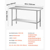 VEVOR Stainless Steel Work Table, 24x60 Inch Food Prep Table with Backsplash, Commercial Kitchen Workstation with Adjustable Undershelf, Metal Heavy Duty Utility Worktable, for Restaurant Home Outdoor