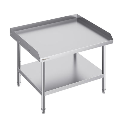 VEVOR Stainless Steel Work Table, 30 x 36 x 26 Inch Commercial Food Prep Worktable, 3-Sided Backsplash Heavy Duty Prep Worktable, Metal Work Table with Adjustable Height for Restaurant Home Hotel