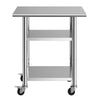 VEVOR Stainless Steel Work Table, 24x30 Inch Food Prep Table with 2 Shelves and Wheels, Commercial Kitchen Workstation, Metal Heavy Duty Utility Worktable, for Restaurant Home Hotel Garage Outdoor