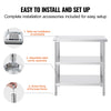 VEVOR Stainless Steel Food Prep Table, 18 x 36 x 34 Inch Commercial Kitchen Worktable, with 2 Adjustable Undershelf, Heavy Duty Prep Table Metal Work Table for BBQ, Kitchen, Home, and Garage