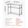 VEVOR Stainless Steel Work Table, 24x48 Inch Food Prep Table with 2 Shelves, Commercial Kitchen Workstation, Metal Heavy Duty Utility Worktable, for Restaurant Home Hotel Garage Outdoor