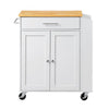 VEVOR Kitchen Island Cart with Storage, 31.3 in Wide Mobile Rolling Storage Island on Swivel Wheels, with Drawer, Storage Cabinet, Spice/Towel Rack,  Table for Home Dining Room, White