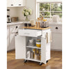 VEVOR Kitchen Island Cart with Storage, 24.84 in Wide Mobile Rolling Storage Island on Swivel Wheels, with Drawer, Storage Cabinet, Towel Rack, Hooks, Table for Home Dining Room, White