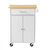 VEVOR Kitchen Island Cart with Storage, 24.84 in Wide Mobile Rolling Storage Island on Swivel Wheels, with Drawer, Storage Cabinet, Towel Rack, Hooks, Table for Home Dining Room, White