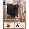 VEVOR Kitchen Island Cart with Storage, 42.28 in Wide Mobile Rolling Storage Island on Swivel Wheels, with Drawer, Storage Cabinet, Drop Leaf, Spice Rack, Table for Home Dining Room, Black