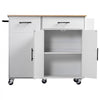 VEVOR Kitchen Island Cart with Storage, 46.06 in Wide Mobile Rolling Storage Island on Swivel Wheels, with Drawer, Storage Cabinet, Drop Leaf, Spice/Towel Rack, Table for Home Dining Room, White