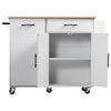 VEVOR Kitchen Island Cart with Storage, 46.06 in Wide Mobile Rolling Storage Island on Swivel Wheels, with Drawer, Storage Cabinet, Drop Leaf, Spice/Towel Rack, Table for Home Dining Room, White