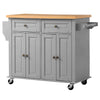 VEVOR Kitchen Island Cart with Storage, 43.7 in Wide Mobile Rolling Storage Island on Swivel Wheels, with 2 Drawers, Storage Cabinet, Spice/Towel Rack, Hooks, Table for Home Dining Room, Gray