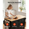 VEVOR Kitchen Island Cart with Storage, 43.58 in Wide Mobile Rolling Storage Island on Swivel Wheels, with 2 Drawers, Storage Cabinet, Drop Leaf, Spice/Towel Rack, Table for Home Dining Room, Black