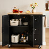 VEVOR Kitchen Island Cart with Storage, 42.4 in Wide Mobile Rolling Storage Island on Swivel Wheels, with 3 Drawers, Storage Cabinet, Drop Leaf, Towel Rack, Table for Home Dining Room, Black