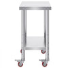 VEVOR Stainless Steel Work Table 24 x 18 x 34 Inch, 700 LBS Load Capacity with 4 Wheels, 3 Adjustable Height Levels, Heavy Duty Food Prep Worktable for Commercial Kitchen Restaurant, Silver