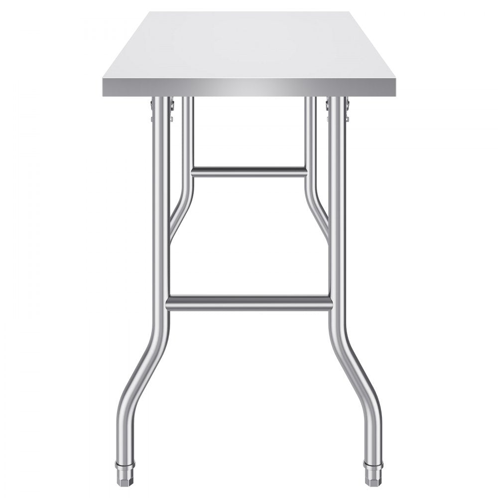 VEVOR Folding Commercial Prep Table, 48 x 24 Inch Commercial Worktable Workstation, Heavy-duty Stainless Steel Folding Table with 300 lbs Load, Kitchen Work Table, for Home Kitchen Restaurant Garage