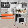 VEVOR Stainless Steel Work Table 30 x 18 x 34 Inch, 700 LBS Load Capacity with 4 Wheels, 3 Adjustable Height Levels, Heavy Duty Food Prep Worktable for Commercial Kitchen Restaurant, Silver