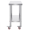VEVOR Stainless Steel Work Table 30 x 18 x 34 Inch, 700 LBS Load Capacity with 4 Wheels, 3 Adjustable Height Levels, Heavy Duty Food Prep Worktable for Commercial Kitchen Restaurant, Silver