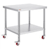 VEVOR Stainless Steel Work Table 36 x 30 x 34 Inch, 700 LBS Load Capacity with 4 Wheels, 3 Adjustable Height Levels, Heavy Duty Food Prep Worktable for Commercial Kitchen Restaurant, Silver