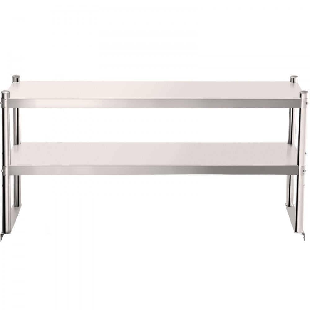 VEVOR Double Overshelf, Double Tier Stainless Steel Overshelf, 60 in. Length x 12 in. Width Double Deck Overshelf, Height Adjustable Overshelf for Prep & Work Table in Kitchen, Restaurant and Workshop