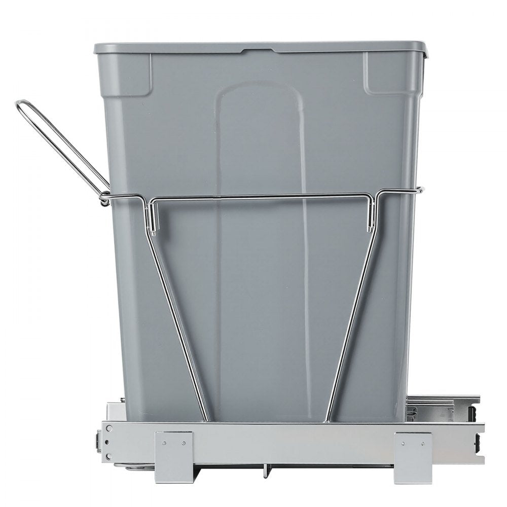 VEVOR Pullout Trash Can for Kitchen Cabinets, 35 QT Garbage Waste Recycling Bin, Under Mount Waste Container, with Heavy Duty Metal Full Extension Sliding System and Handle, for Sink, Under Counter