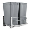 VEVOR Pull-Out Trash Can, 50 QT x2 Double Under Mount Kitchen Waste Container, Heavy Duty Garbage Recycling Bin with Door Kit and Soft Close Slide, for Kitchen Cabinet, Sink, Under Counter (Grey)