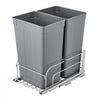 VEVOR Pull-Out Trash Can, 50 QT x2 Double Under Mount Kitchen Waste Container, Heavy Duty Garbage Recycling Bin with Door Kit and Soft Close Slide, for Kitchen Cabinet, Sink, Under Counter (Grey)