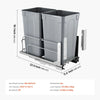 VEVOR Pull-Out Trash Can, 27 QT x2 Double Under Mount Kitchen Waste Container, Heavy Duty Garbage Recycling Bin with Door Kit and Soft Close Slide, for Kitchen Cabinet, Sink, Under Counter (Grey)
