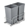 VEVOR Pull-Out Trash Can, 27 QT x2 Double Under Mount Kitchen Waste Container, Heavy Duty Garbage Recycling Bin with Door Kit and Soft Close Slide, for Kitchen Cabinet, Sink, Under Counter (Grey)