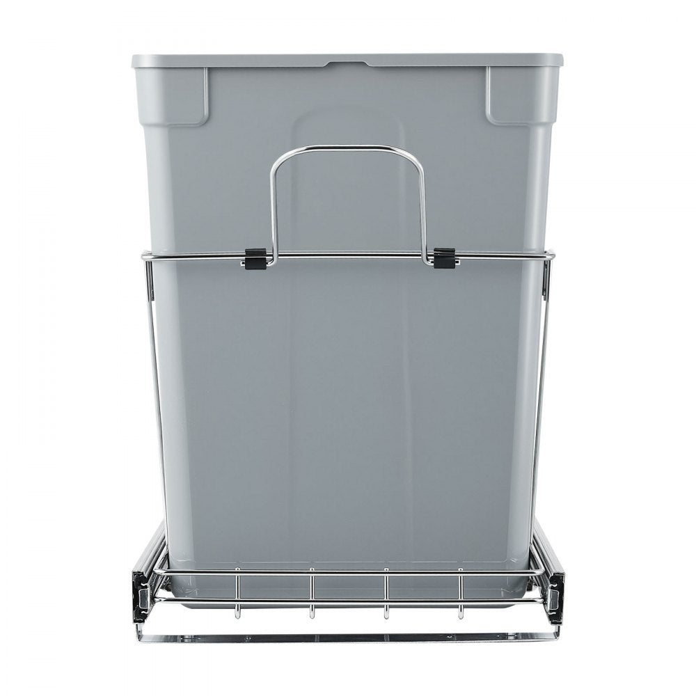 VEVOR Pullout Trash Can for Kitchen Cabinets, 35 QT x2 Double Under Sink Garbage Waste Recycling Bin, Under Mount Waste Container, with Heavy Duty Metal Full Extension Sliding System and Handle