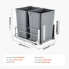 VEVOR Pull-Out Trash Can, 35 QT x2 Double Under Mount Kitchen Waste Container, Heavy Duty Garbage Recycling Bin with Door Kit and Soft Close Slide, for Kitchen Cabinet, Sink, Under Counter (Grey)