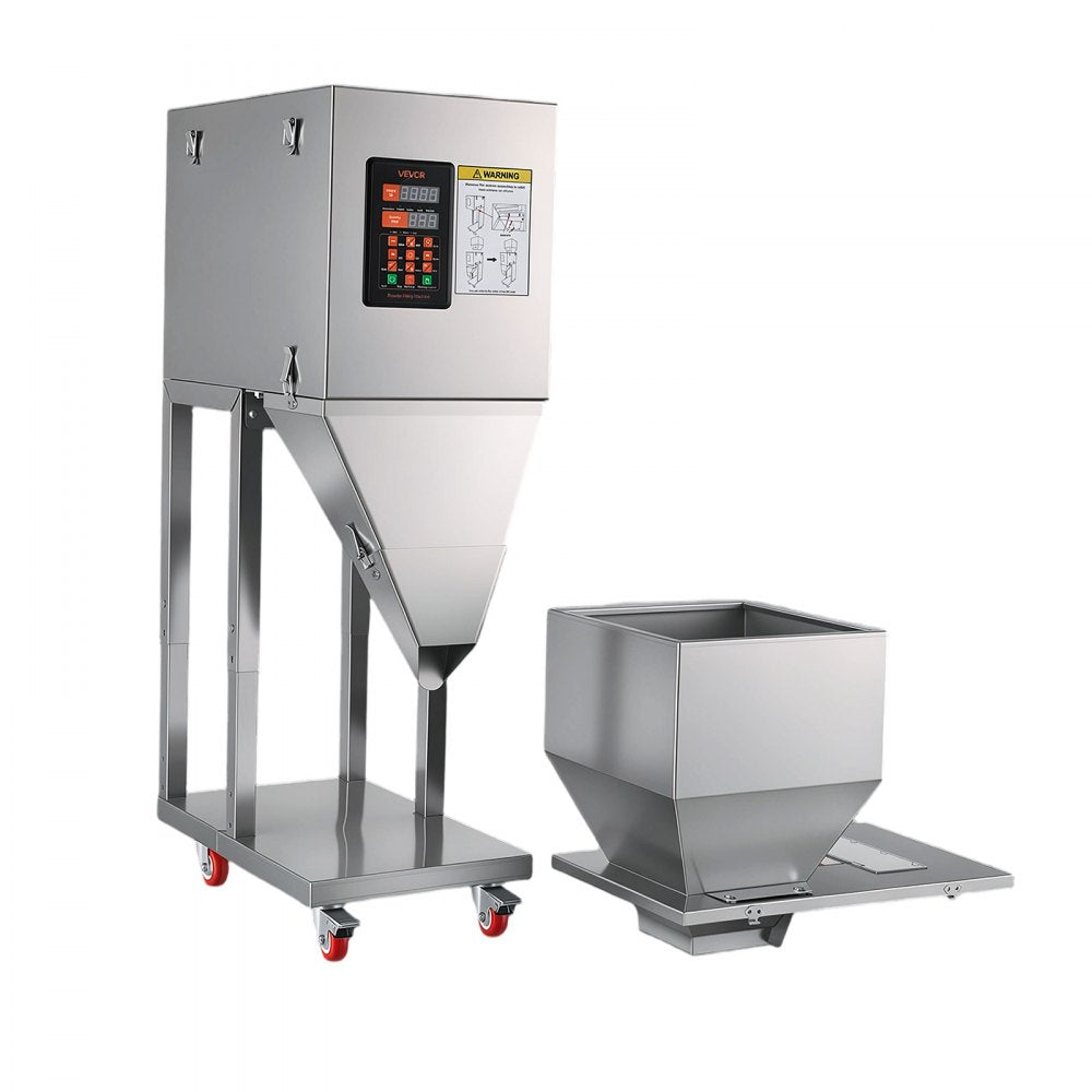 VEVOR Powder Filling Machine, 20-3000g (0.04 - 6.61lbs) Automatic Particle Dispenser, Stainless Steel, Smart Weighing Dispensing Filler w/ Foot Pedal, for Coffee Beans, Grains, Tea, Spices, Silver