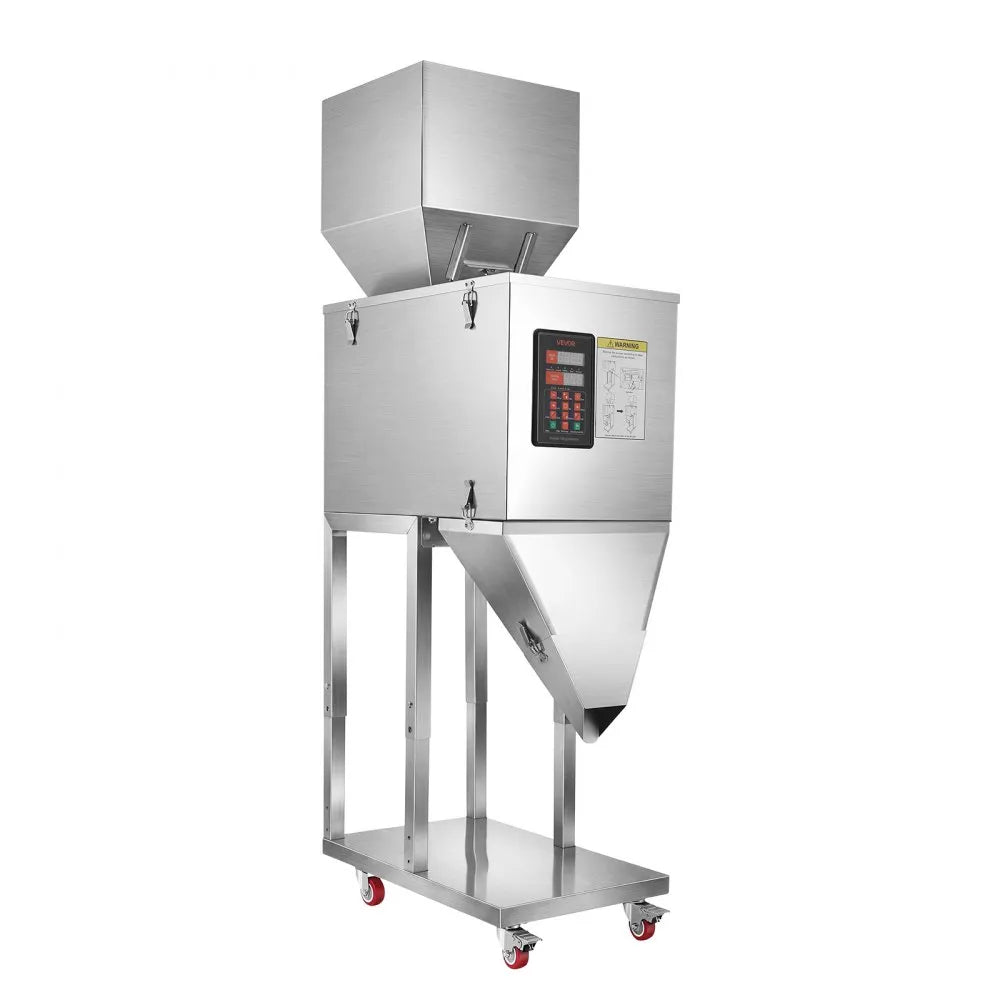 VEVOR Powder Filling Machine, 20-5000g (0.04-11.02lbs) Automatic Particle Dispenser, Stainless Steel, Smart Weighing Dispensing Filler w/ Foot Pedal, for Coffee Beans, Grains, Tea, Spices, Silver
