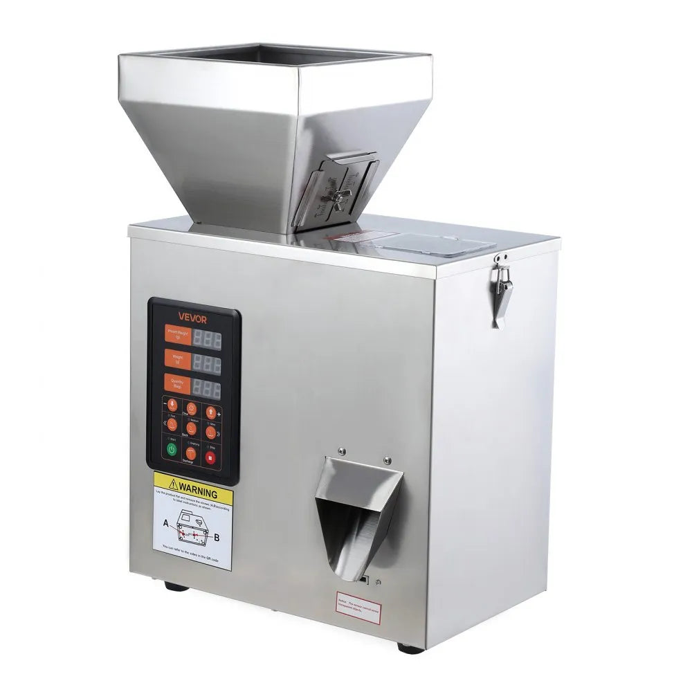 VEVOR Powder Filling Machine, 3-200g (0.01-0.44 lbs) Automatic Particle Dispenser, High Accuracy, Stainless Steel, Intelligent Weighing Dispensing Filler for Coffee Beans, Grains, Tea, Spices, Silver